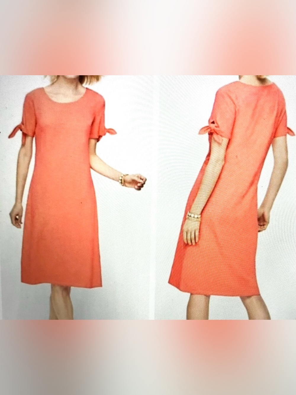 Talbots Cotton Dress Tie Sleeves Midi 1X